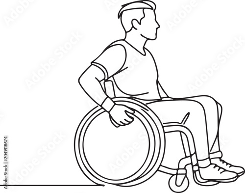 Line Drawing Of Man In Wheelchair Accessibility Mobility Support Inclusive Disability Lifestyle Illustration