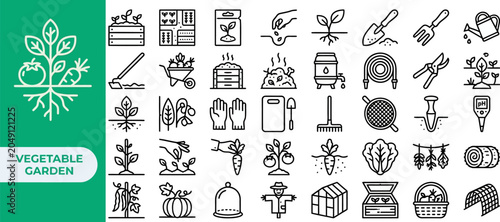 Photos Vegetable Garden and Produce outline icon set