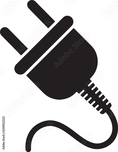 Photos Black and white electrical power plug with a cord and prongs for connecting elec