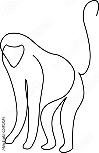 Photography Minimalist monkey drawing with a single continuous line