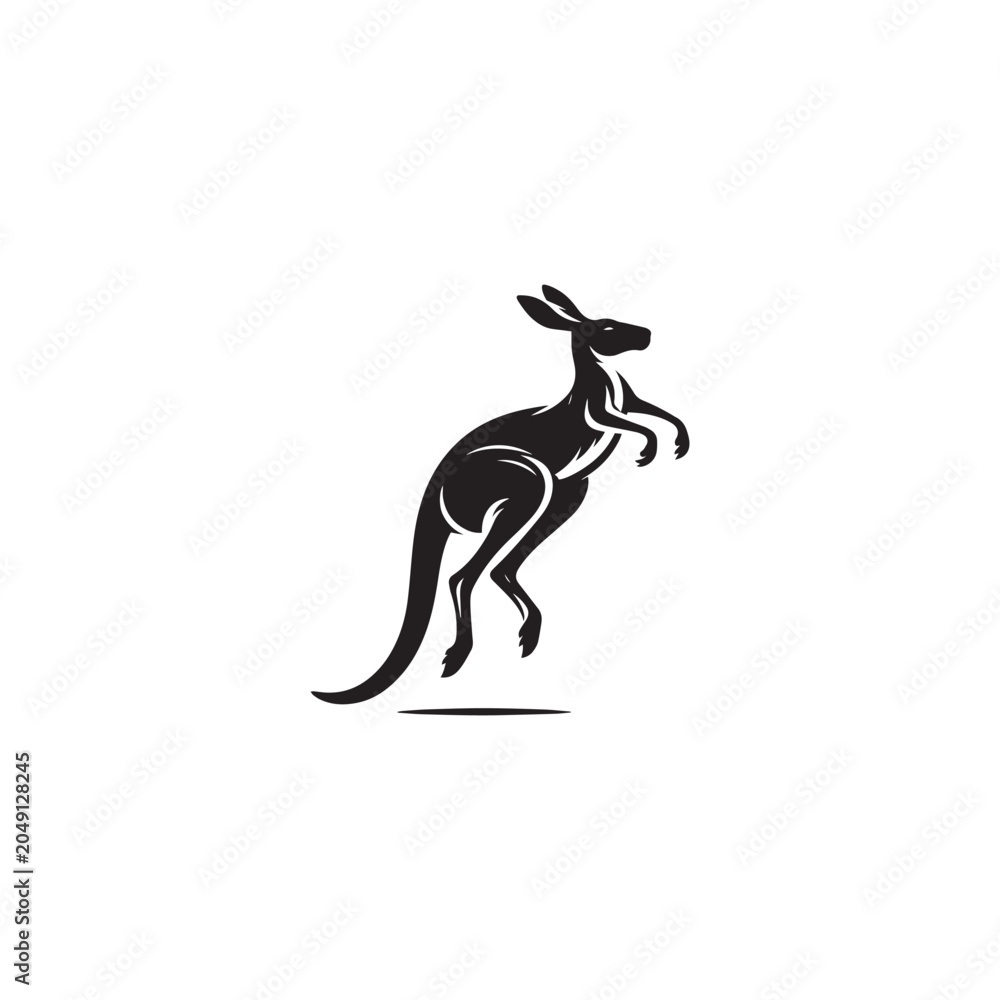Fototapeta premium kangaroo silhouette, vector kangaroo, marsupial, Australian wildlife, outback animal, joey, pouch,