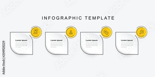 Infographic template vector design. 4 step process horizontal columns suitable for business information, presentation, workflow layout