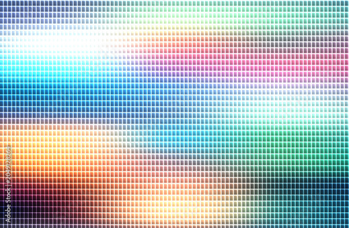Vibrant abstract scene with colorful grid pattern and blurred background