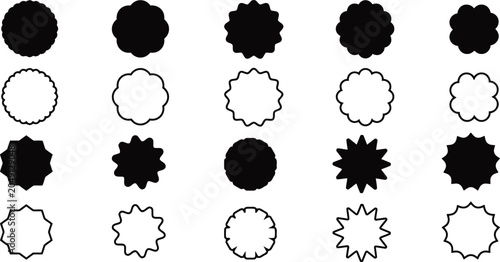 Tableau sur toile Collection of silhouette shapes and their outlines