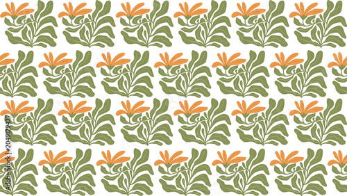 Green orange floral pattern background