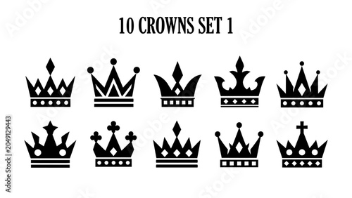 Foto set of 10 regal crowns vector file