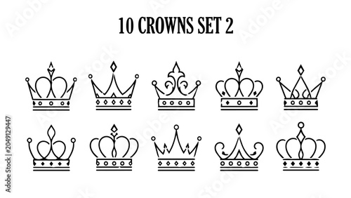 Fotografia set of 10 regal crowns vector file