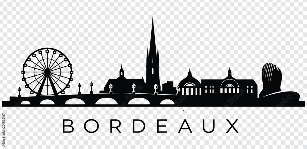 Naklejka premium Bordeaux city skyline silhouette, france