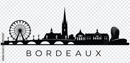 Fényképezés Bordeaux city skyline silhouette, france