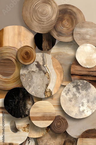 Assorted wooden kitchen utensils with flour and spices