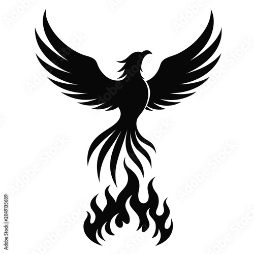 Canvastavla Mystical wizard silhouette with pointed hat and staff, fantasy sorcerer characte