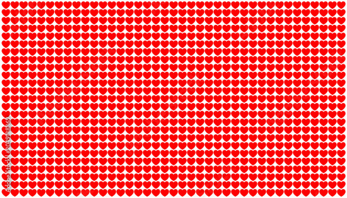 Schilderij op canvas Seamless pattern of red hearts on a white background, arranged in a clean repeating grid