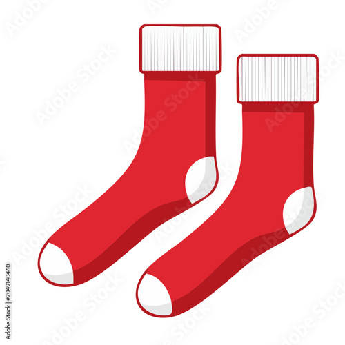 Pair of red socks with white accents
