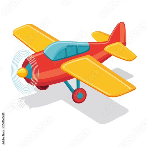 Red and yellow biplane illustration
