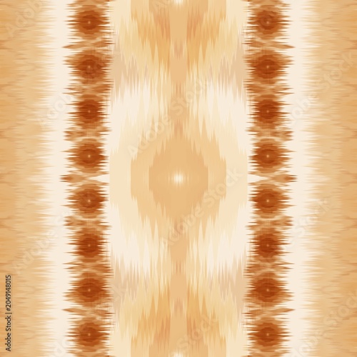 Bohemian Ikat Pattern in Brown , Cream and Beige, Seamless Textile Ornament