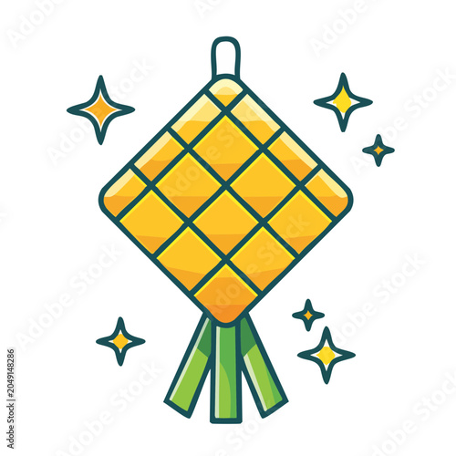 Ketupat icon with sparkles
