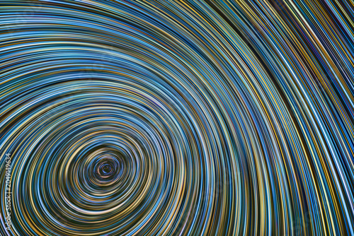 Star trails in a vibrant night sky over northern hemisphere