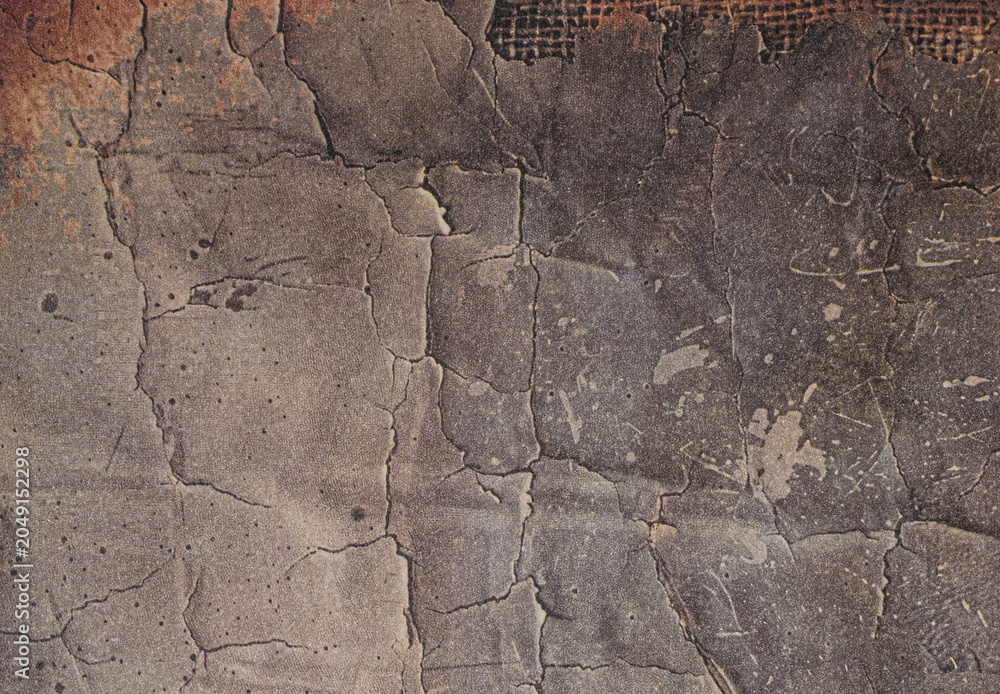 Fototapeta premium Cracked Brown and Gray Texture Paper Background with Distressed Surface