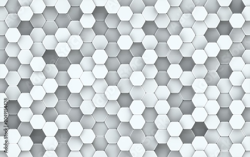 Hexagonal geometric background in grey tones