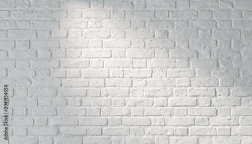 Seamless white brick wall texture with clean modern interior aesthetic, bright studio lighting highlighting the subtle details and mortar lines, perfect photorealistic background for web design.