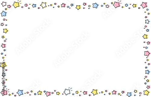 Cute Hand-drawn Pastel Star Frame with Transparent Background