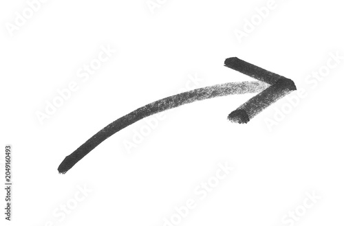 hand-drawn black marker curved arrow isolated PNG transparent, Minimalist crayon style sketch of a green upward indicator arrow, doodle illustration