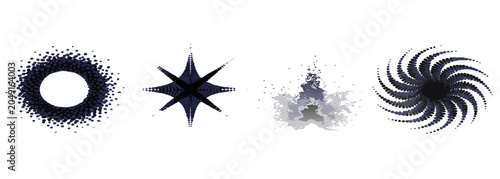 Photos Abstract digital graphic elements arranged in a row against a white background