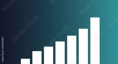 Minimal Financial Growth Bar Chart on Blue Gradient Background Vector Illustration