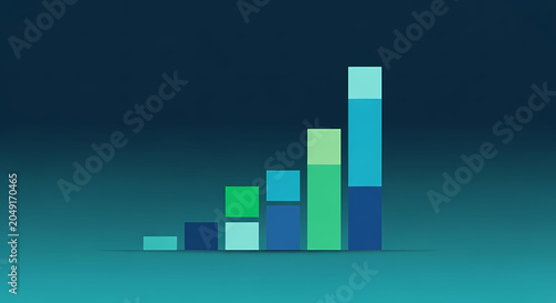 Minimal Financial Growth Bar Chart on Blue Gradient Background Vector Illustration