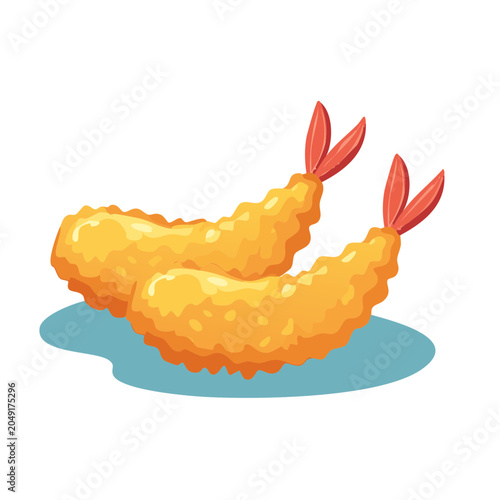 Two shrimp tempura illustration on white background