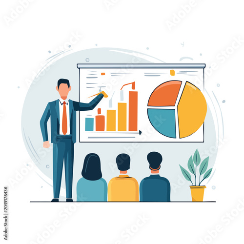 Businessman presenting charts to audience in a meeting