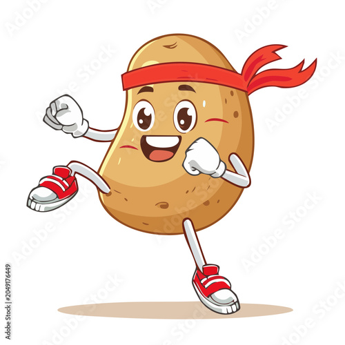 Cartoon potato character doing martial arts