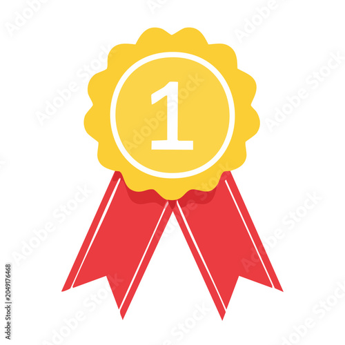 First place medal with red ribbon