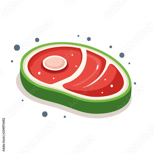 Flat design illustration of a raw steak