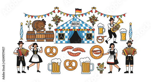 Konstfotografi Hand Drawn Oktoberfest Festival Elements Collection.