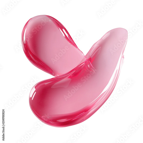 A smooth, glossy, pink abstract shape with a translucent, liquid-like appearance on a soft pink background.