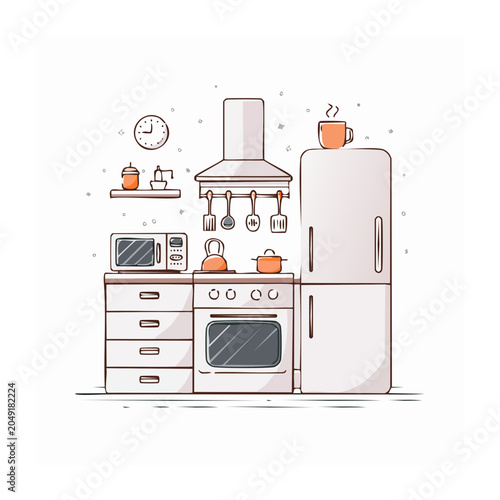 Modern kitchen appliances illustration