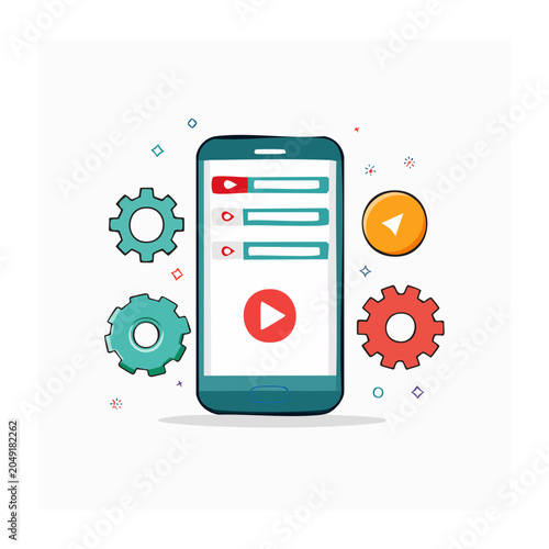 Smartphone with video player interface and gears