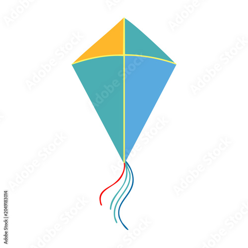 Flat design kite with colorful streamers