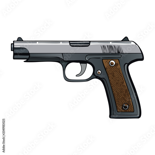 Illustration of a handgun on a white background