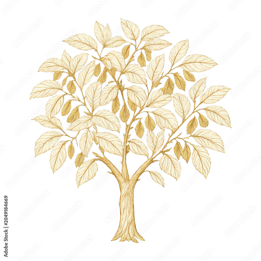 Obraz premium PNG Elegant golden tree illustration.