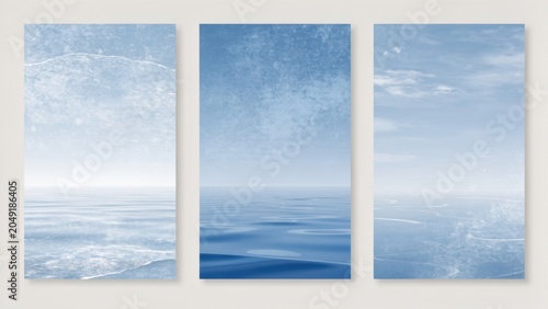 Serene Ocean Horizons with Soft Blue Tones