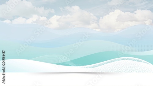 Soft Blue Wave Background with Clouds