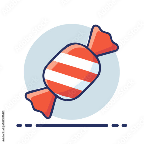 Striped candy icon in flat design style