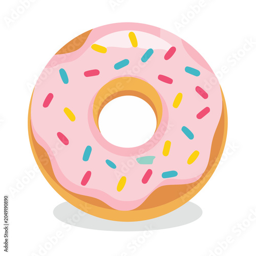 Pink Frosted Donut with Colorful Sprinkles