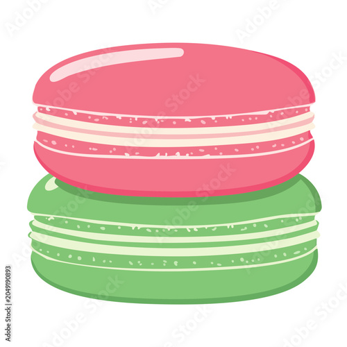 Pink and green macaron illustration