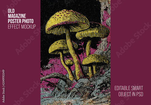 Old Magazine Poster Photo Effect Mockup