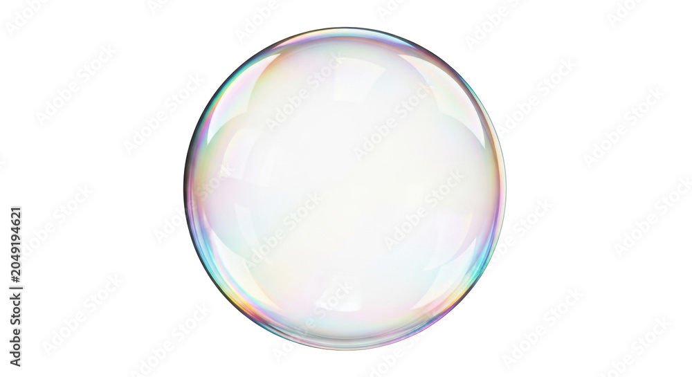 Fototapeta premium Glossy soap bubble with iridescent rainbow sheen