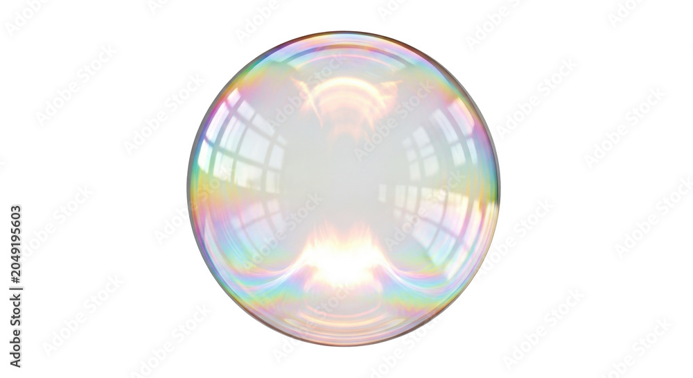Fototapeta premium Iridescent soap bubble reflecting light