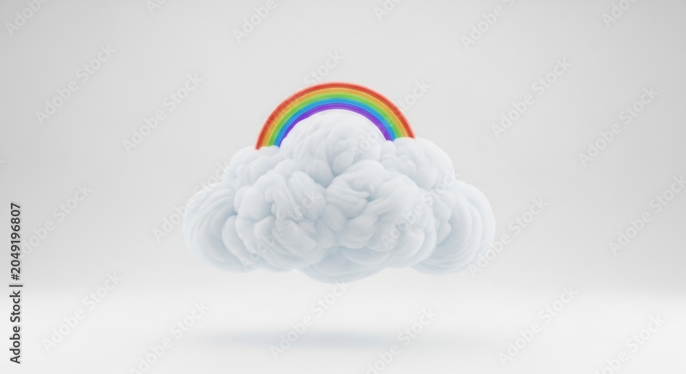 Obraz premium Rainbow Arching Over Fluffy Cloud